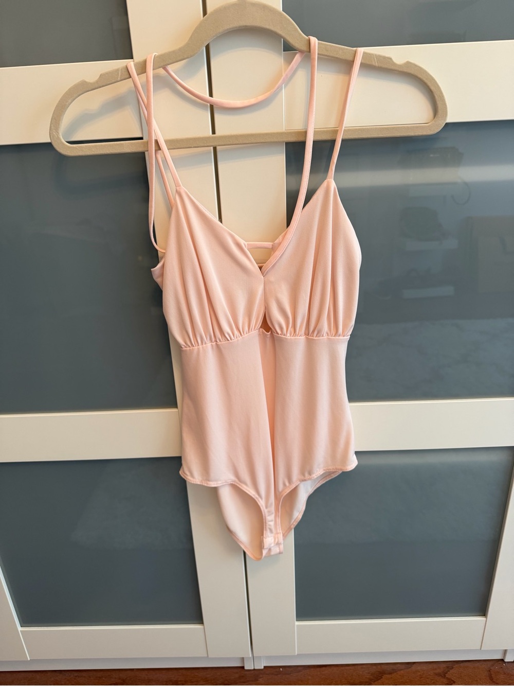 Charlotte Russe Pale Pink Strappy Bodysuit